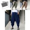 Men Retro Casual Cotton Harem Japanese Trousers With Comfortable Linen Fabric For Stylish Everyday Wear