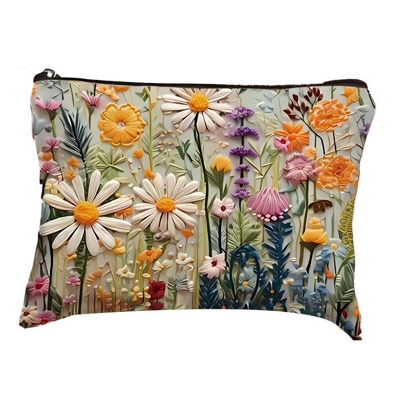 Boho Vintage Double-Sided Printed Cosmetic Bag Travel Toiletry Bag For Women Large Capacity Makeup Bag Storage Bags Gifts