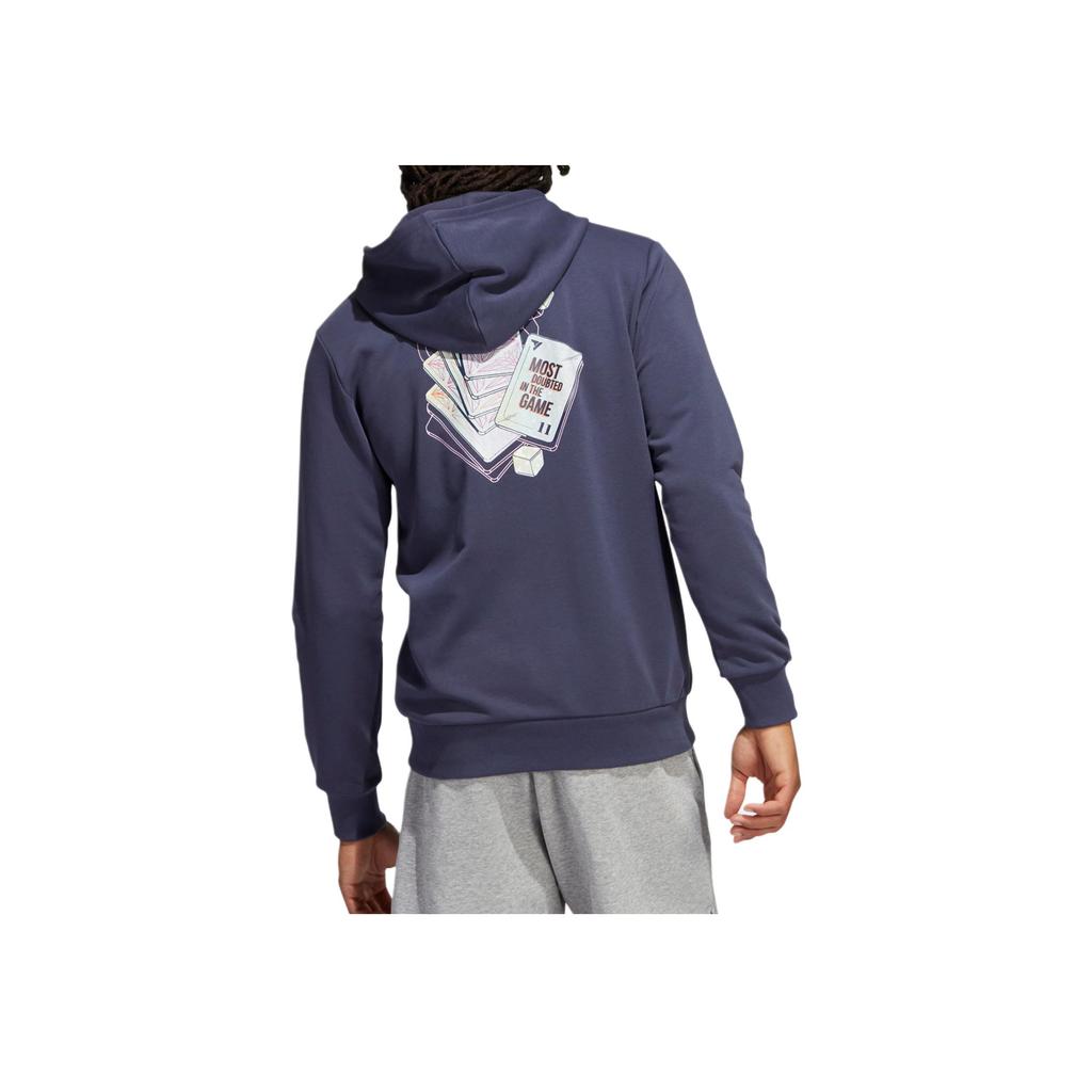 Adidas Trae 2 Doubt H Graphic Print Hoodie With Kangaroo Pocket Long Sleeve Men Hoodie Blue HG4437