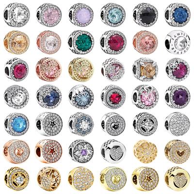 Funkelnde Pavé- und Stern-Charm-Perlen in Klar, Kirschrot, Rosa, Meeresgrün und Dunkelblau, passend für Originalarmbänder, DIY-Schmuckgeschenke für Frauen