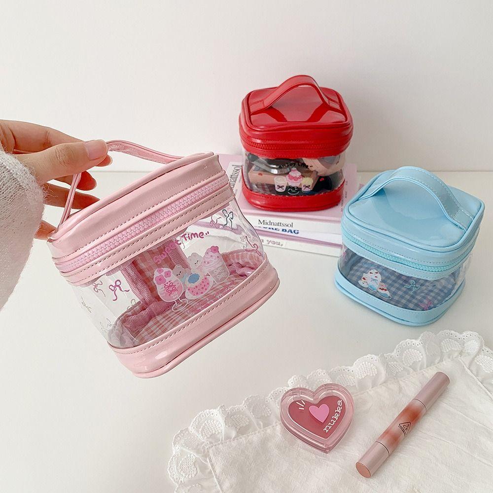 Gifts Cartoon Transparent Makeup Bag PVC Girls Student Cosmetic Organizer Mini Handbag Portable Toiletry Bag