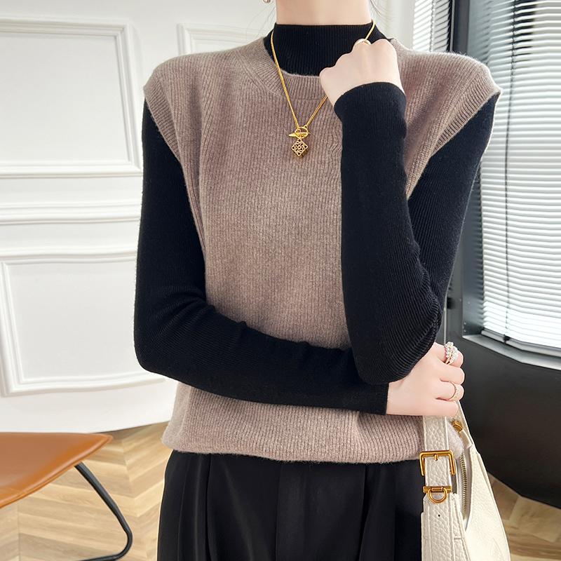 Women's Cashmere Vest Qinghe Cashmere 30% Cashmere 70% Wool Autumn and Winter Cashmere Vest Soft and Warm