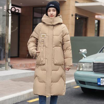 Winter New Detachable Hat Cotton-padded Clothes Women's Over-the-Knee Long Fashionable Mid-length Thickened Cotton-padded Coat Women's Coat