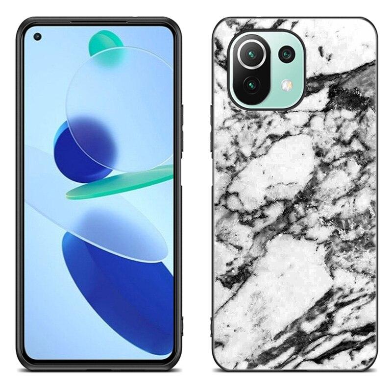 Black and White Marble Case For Xiaomi Mi 11 Lite NE 11i 10T 11T Pro A2 A3 Lite POCO F3 M3 M4 C31 X3 Pro NFC GT Black Soft Cover