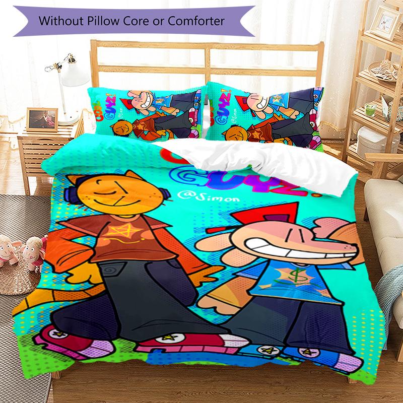 Dog Man 3pcs Bedding Set Duvet Cover Closure Includes 1 Duvet Cover & 2 Pillowcases for All Seasons Bedroom Home Dorm Decor