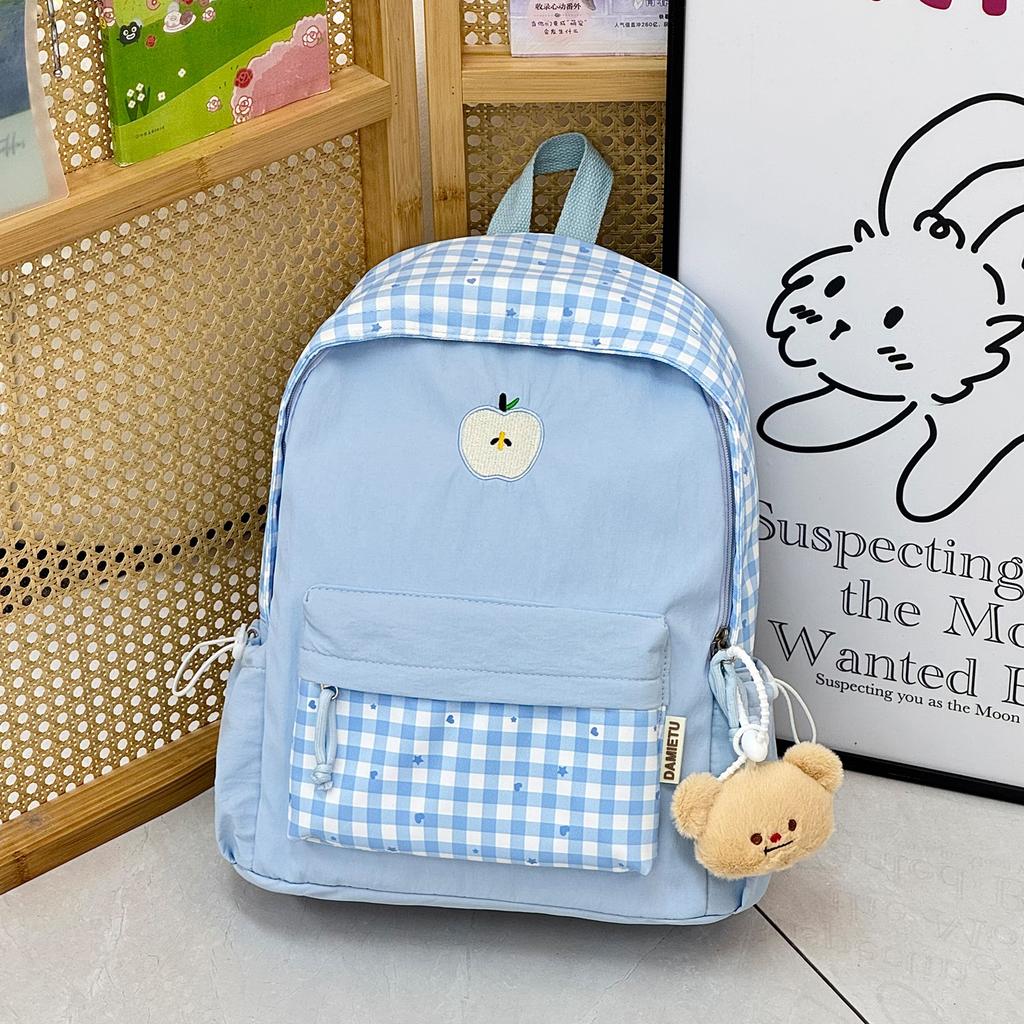 Schoolbag Japanese ins Casual Plaid School Bag Female Junior High School Student Elementary School Versatile Cute College Backpack Travel Backpack