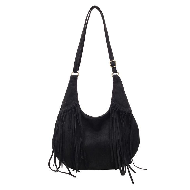 Women's 2025 Frosted Fringe Dumpling Bag - Large Capacity, Versatile Retro Crossbody and Shoulder Bag for Autumn/Winter