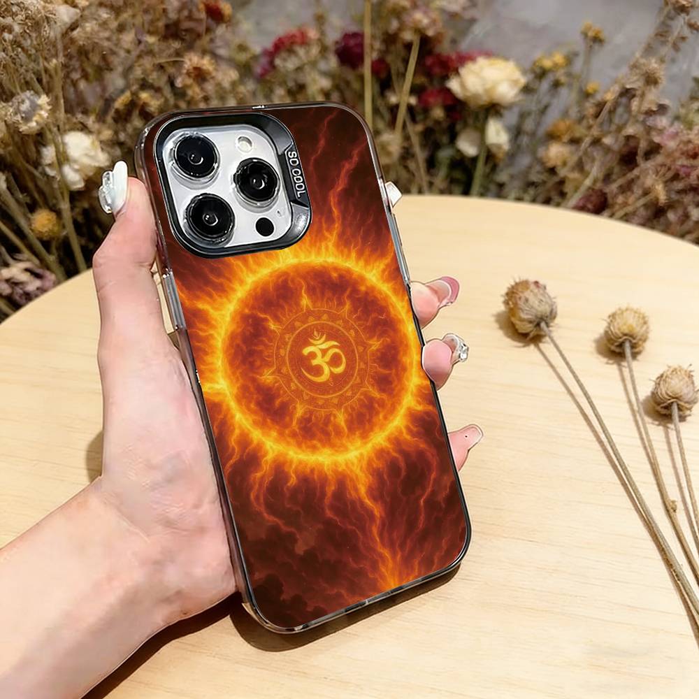 

Sports A-Aum Om Yoga Phone Case For iPhone 17,16,15,14,13,12,11 Plus,Pro Max,XS,Colored Silver Plated Inside Cover iPhone16Pro