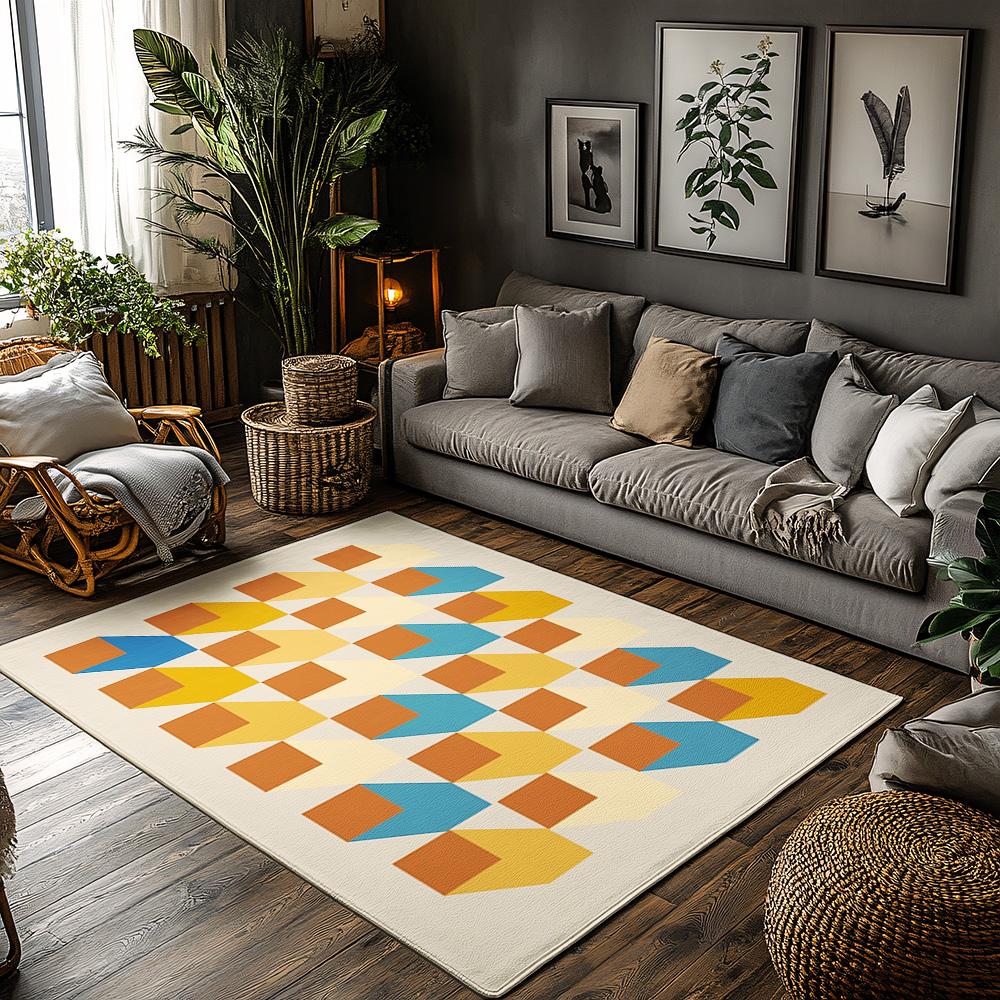 Modern Abstract Area Rug Non Slip Floor Mat Living Room Carpet Home Decor Indoor Rugs Geometric Design Floor Covering Unique Pat