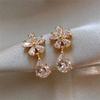 S925 Sterling Silver Korean Crystal Flower Drop Earrings: Autumn/Winter Luxury Design