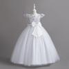 Elegant Kids Dresses Girls Wedding Children Bow Bridesmaid Prom Long Princess Birthday Party Embroidery