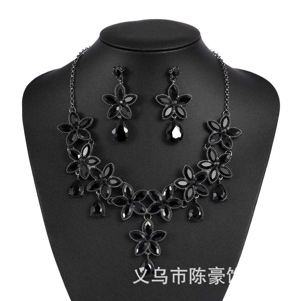 Vintage Bridal Jewelry Set for Women Necklace Earrings Party Prom Wedding Accessories