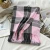 High End Imitation Cashmere Plaid Scarf Versatile and Warm In Winter  Women's Neck Scarf  Fringed Shawl