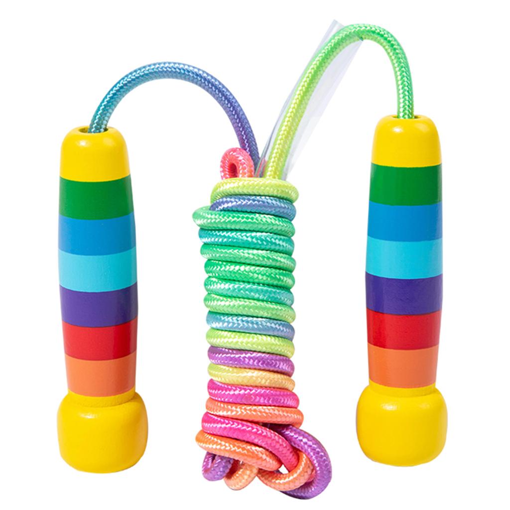 Adjustable Skipping Rope with Wood Handle and Woven for Girls and Boys, Skipping Rope Exercise Fat Burnings Gym Training