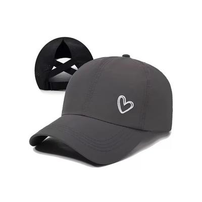 Simple Love Heart Ponytail Baseball Cap Adjustable Solid Color Sunshade Sun Hat Quick Drying Sun Protection Snapback Hat Hiking