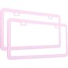 Fashion Super Slim Matte Cherry Blossom Pink License Plate Frames,Stainless Steel License Plate Holders,Weather Proof License Plate Cover For Women(2