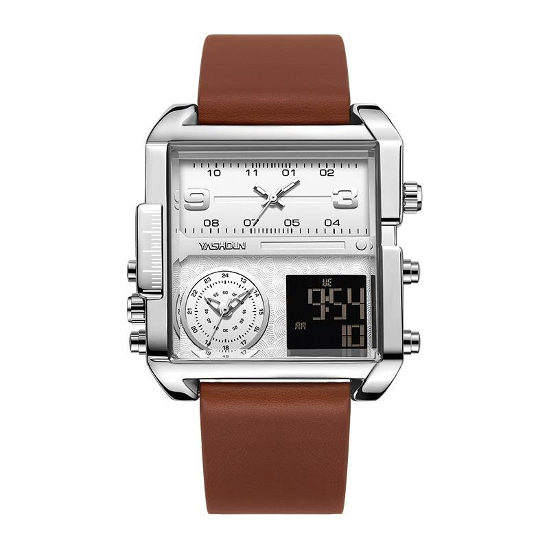 Top Brand Multifunctional Men's Watch Large Dial Men's Watch Genuine Leather Luminous Waterproof Fashion Watch
