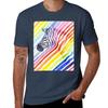 Rainbow Zebra Stripes Tshirt High Elasticity Sports Tee Shirt