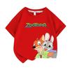 Kids' Zootopia Cartoon T-Shirt - Short Sleeve, Pure Cotton, Stylish Summer Top for Boys and Girls