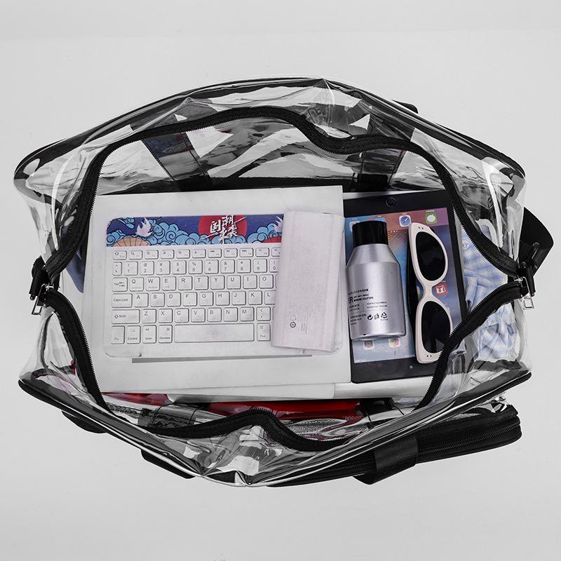 Korean Style Transparent Travel Bag - Large Capacity Water-Repellent Gym and Beach Tote