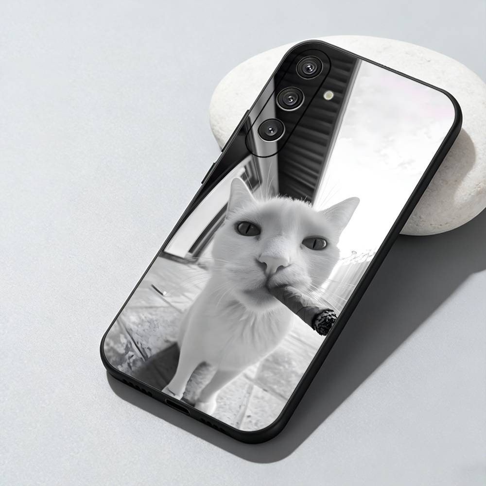 

Funny Ganster Cats Phone Case For Samsung Galaxy A73,A72,A71,A70,A52,A51 Others Soft Black Cover Samsung a32 5g