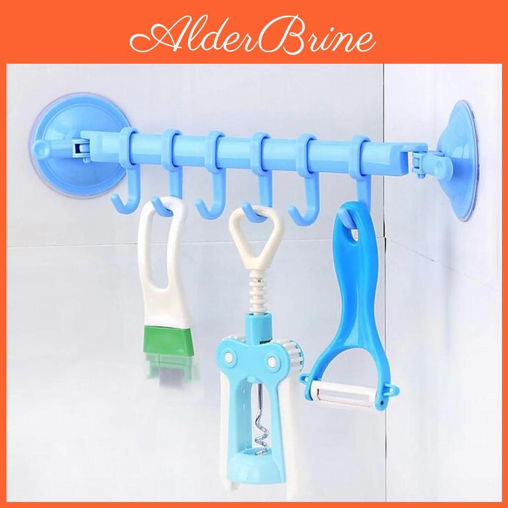 Colourful Fashion 1 Towel Pcs Rack Suction Cup 6 Hooks Bathroom Kitchen Wall Door Holder Plastic Towel Hanger