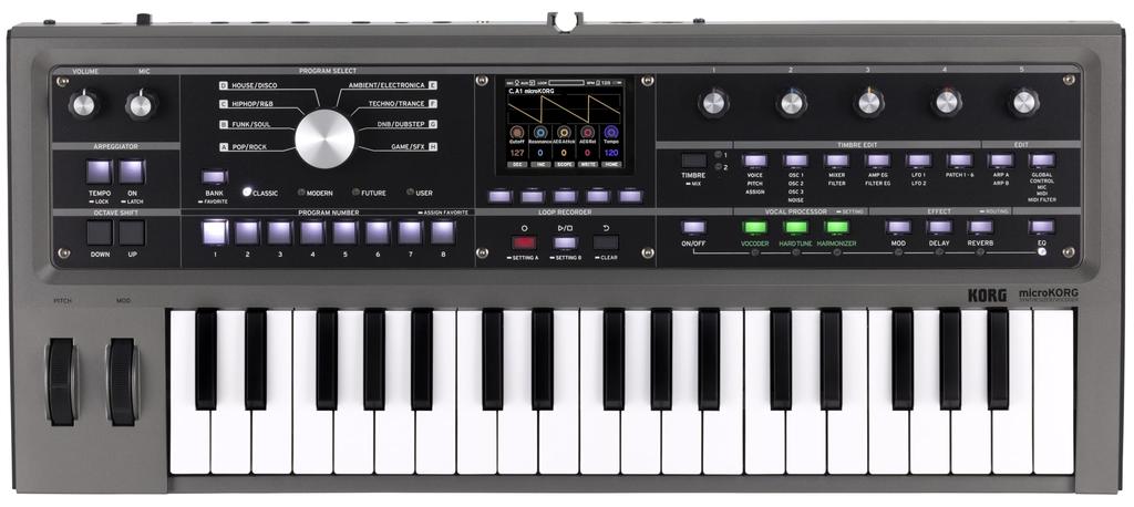 KORG syntezátor microKORG 2 Analogové klávesy Modelování/Vokodér/Kompaktní/Barevný displej/Napájení z baterie/37 MK-2