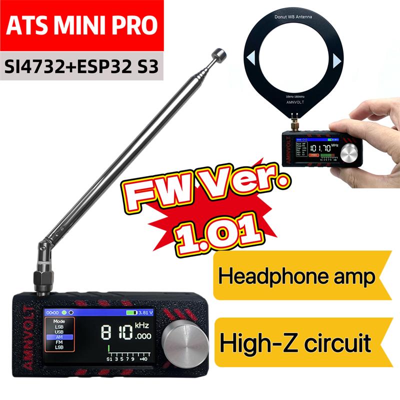 0.5-108mhz SI4732 All Band Radio Receiver LSB USB AM FM Radio 1.9inch IPS Screen ESP-32-S3 Pocket Mini Radio HF SW MW VHF Radio