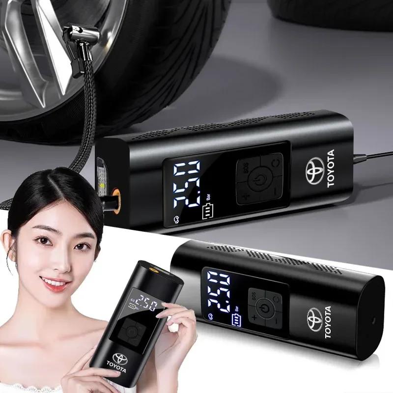 1Pcs Car Tire Inflator Smart Digital Inflatable Pump Emblem Accessories For Toyota TRD Corolla Yaris Rav4 Avensis Auris Camry