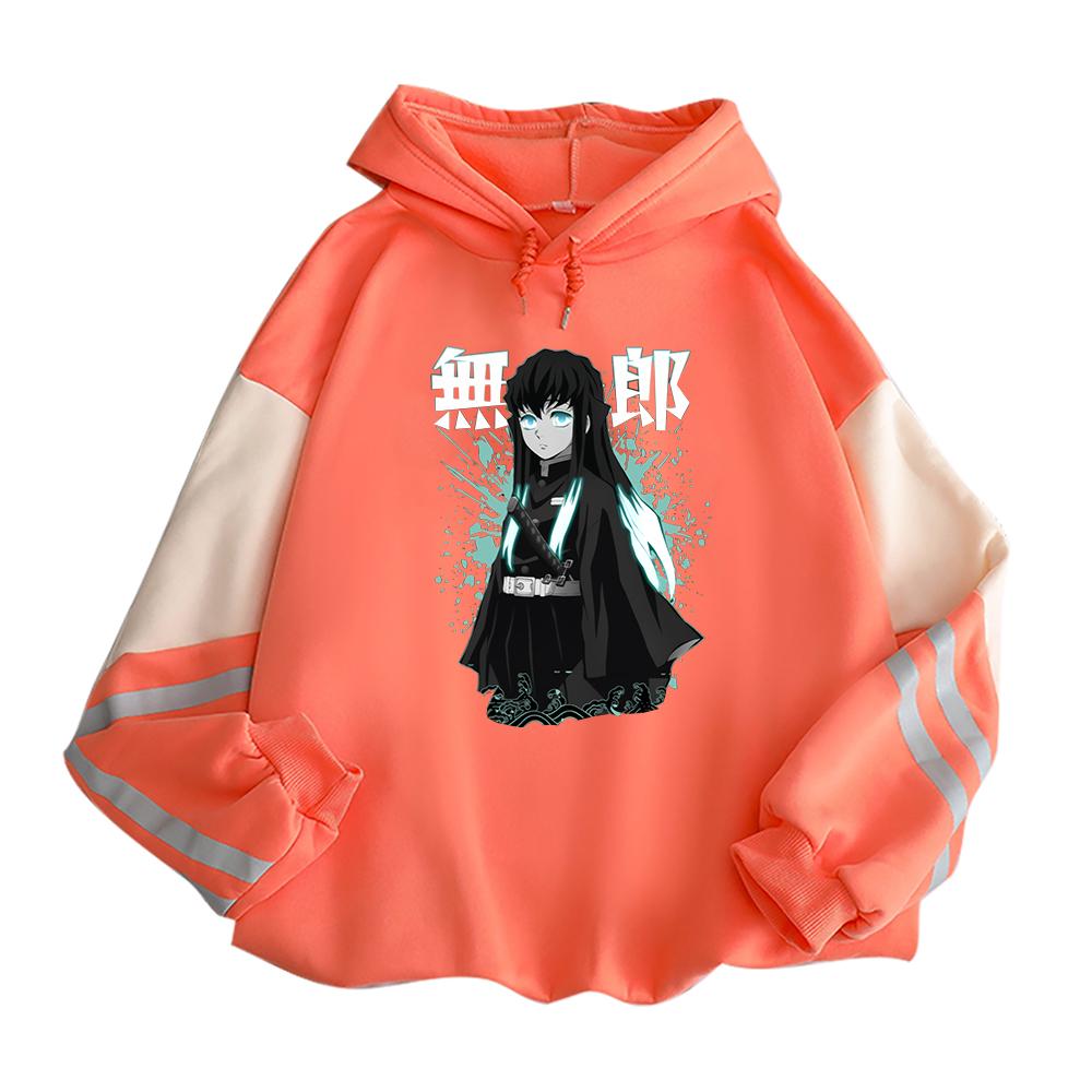 Japan Anime Demon Slayer Tokitou Muichirou Printed Hooded Men Women Oversized Hoodies Harajuku Male Kimetsu No Yaiba Sweatshirt