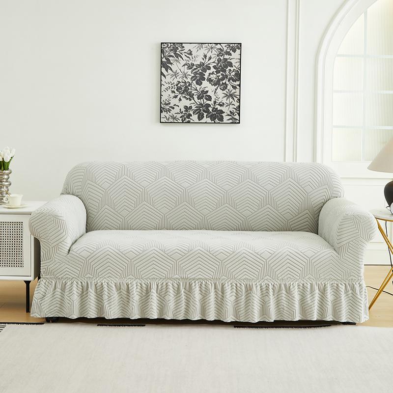 1 PC High Elasticity Jacquard Sofa Cover with Skirt All-season Universal Pet Stain-resistant Easy To Install Machine Washable