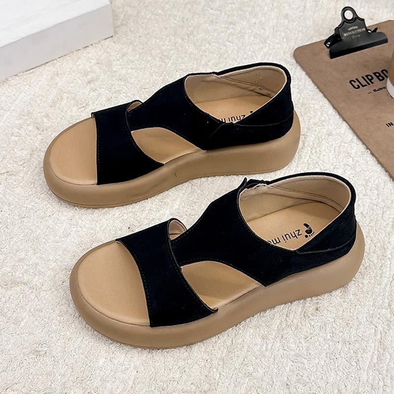 

Повседневные сандалии на толстом каблуке Женские Уличные Модные Летние Новый Стиль Ретро Сандалии Удобная Обувь Полиуретан Улучшенные 40 чёрный