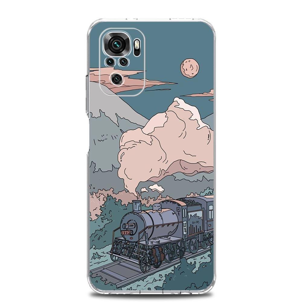 INS Japan Sunset Scenery Clear Phone Case For Xiaomi Redmi Note 12 5G 9S 9 8 10 11 Pro+ 9T 8T 10C 9C 9A 7 Pro Soft Back Cover