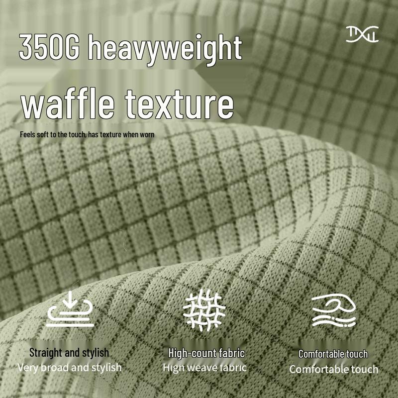 MINISO Men's Fleece-Lined Waffle Texture Long Sleeve Tee