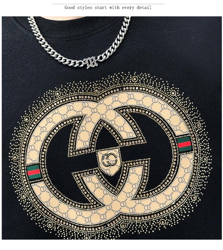 European Autumn/Winter Men's High-End Fleece Sweatshirt: Stylish Long-Sleeve Pullover with Hot Drill Design