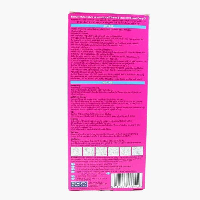 BEAUTY FORMULAS Vitamin E Wax Strips Hair Remover Legs & Body