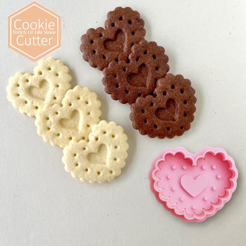 Retro Heart Square Round Classic Biscuit Mold 3D Press Cookie Embosser Stamp Birthday Flower Pattern Cookie Cutter Baking Tools