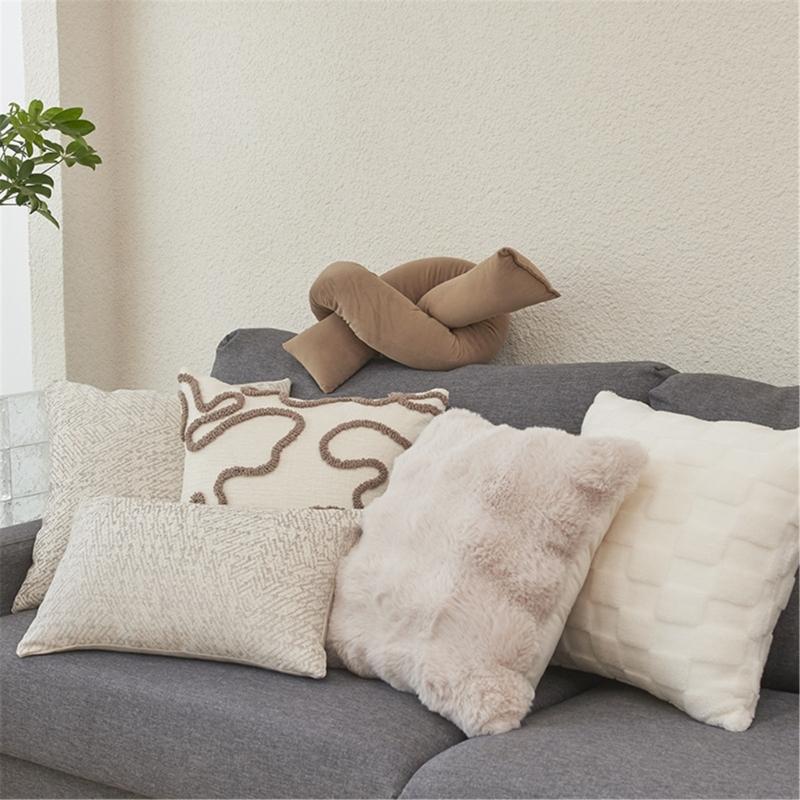 Soft to Touch Faux Rabbits Furs Cushions Case, Bubble Velvets Throw Pillow Cover for Lounges