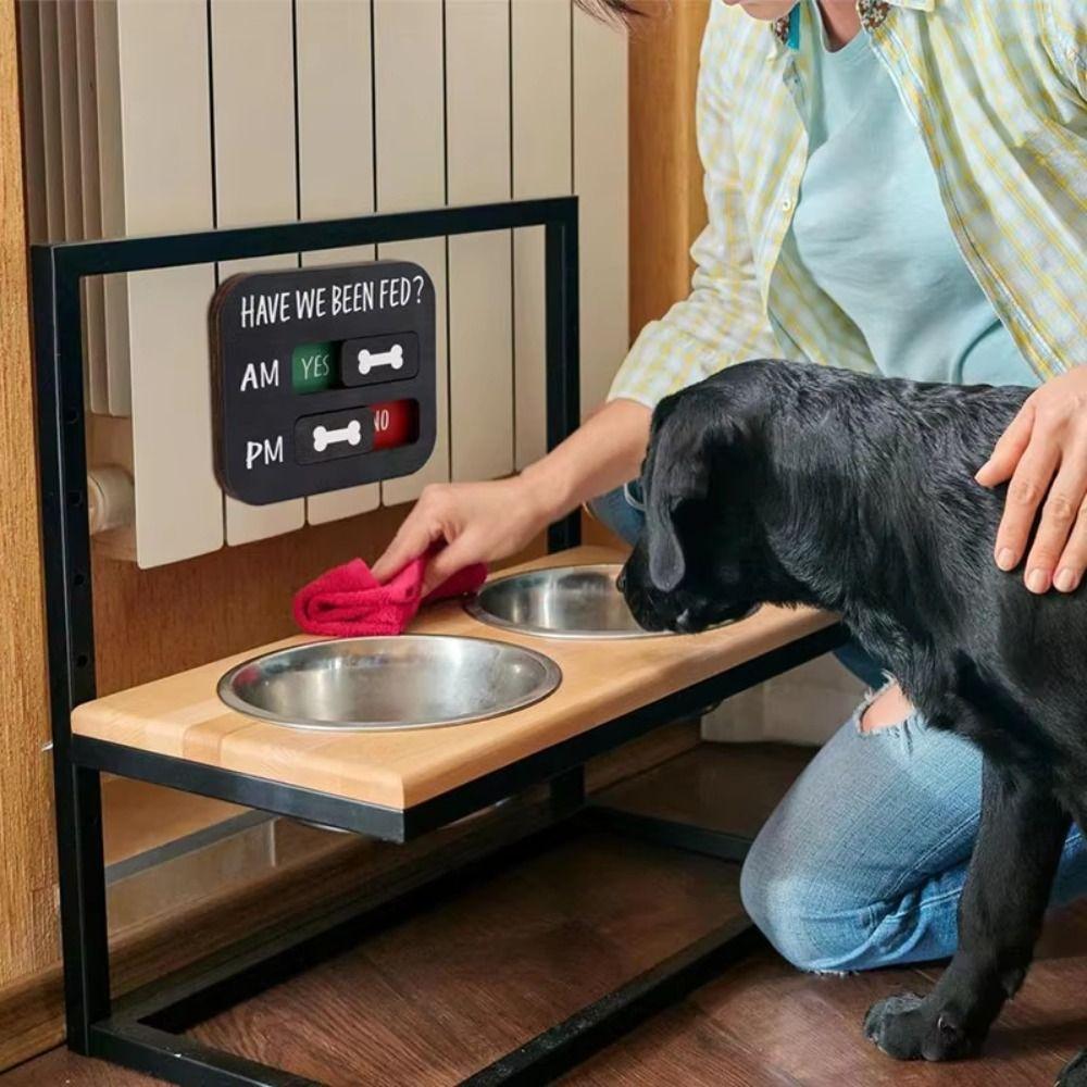 Magnet Included Pet Feeding Reminder Sign Yes No Option Acrylic Material Pet Feed Tracker Slider Design AM PM Indicator
