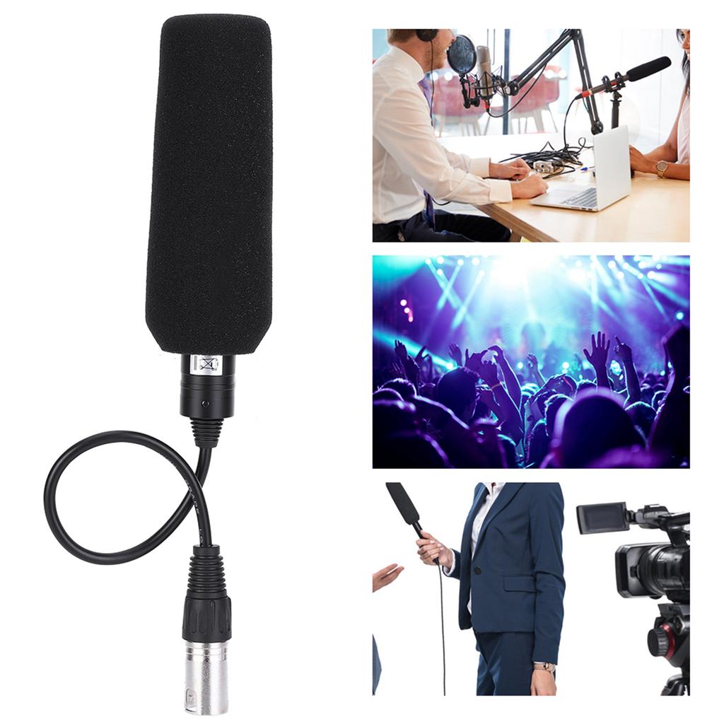 Condenser Microphone Stereo Camera Mic Video Recording Black Unidirectional Anti Interference(Black