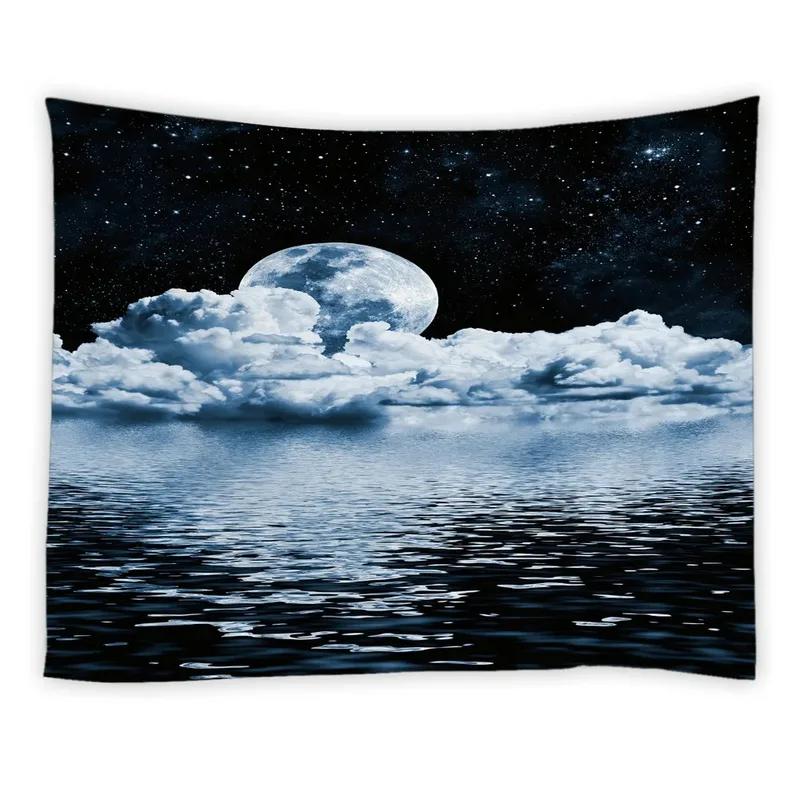Ночное небо луна декоративный гобелен украшение для офиса гостиной домашний настенный — фото 13