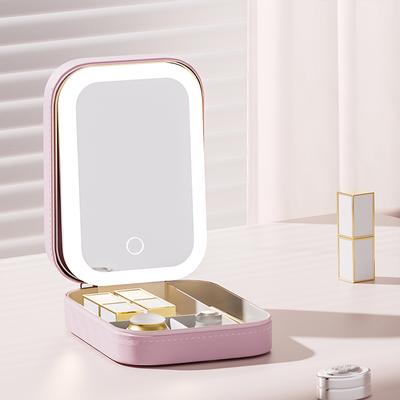 Make-up Cosmetics Storage Box Mirror With Light Waterproof Dustproof Bathroom Storage Rack Organizer Travel Set