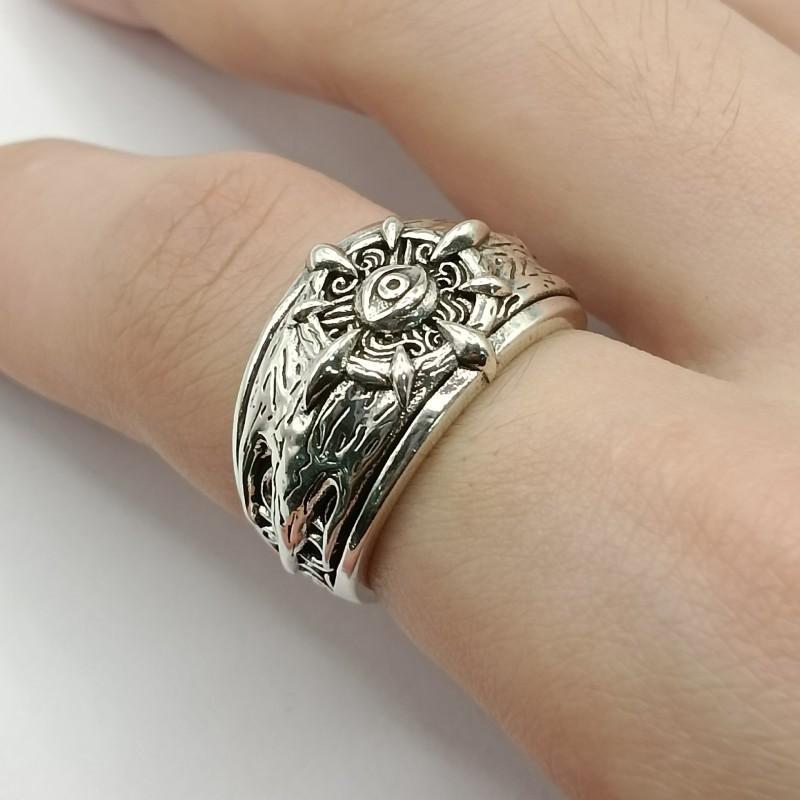 Adjustable Open Ring Men Women Vintage Eye Motif Geometric Copper Jewelry Retro Style Statement Piece