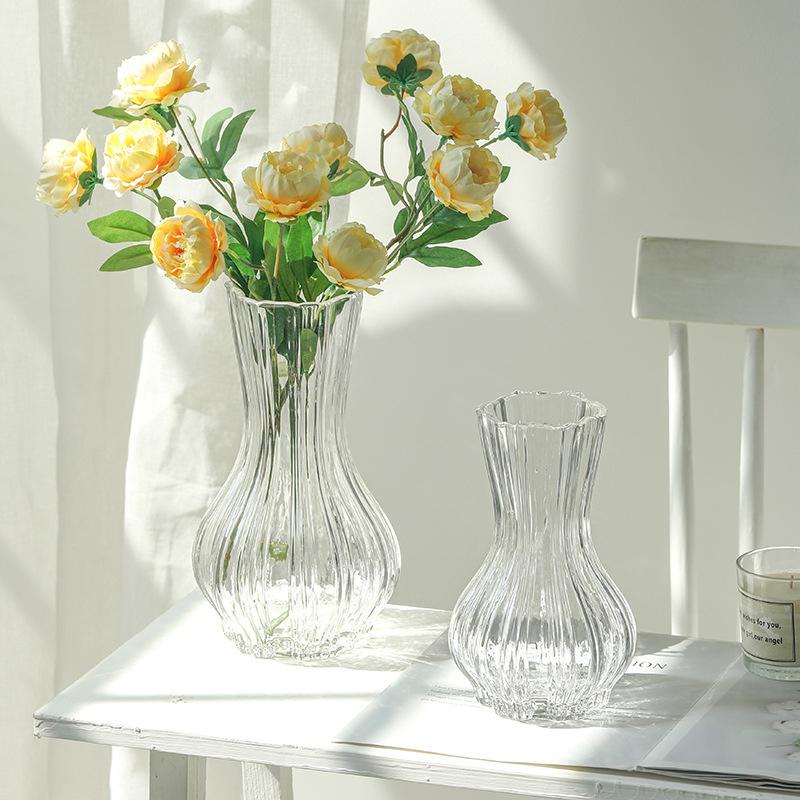 Transparent Glass Vase Nordic Flower Vases Ins Plants Bottle Flower Arrangement for Home Office Living Room Desktop Decoration