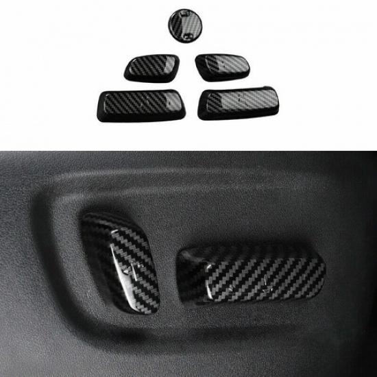 Carbon Fiber Seat Adjustment Button Cover Trim For Toyota Highlander 2021-2024