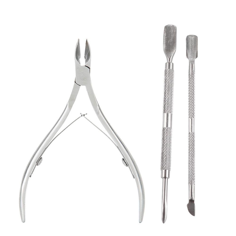 3pcs Dead Skin Remover Cuticle Nippers Dead Skin Pusher Kit For Toenails