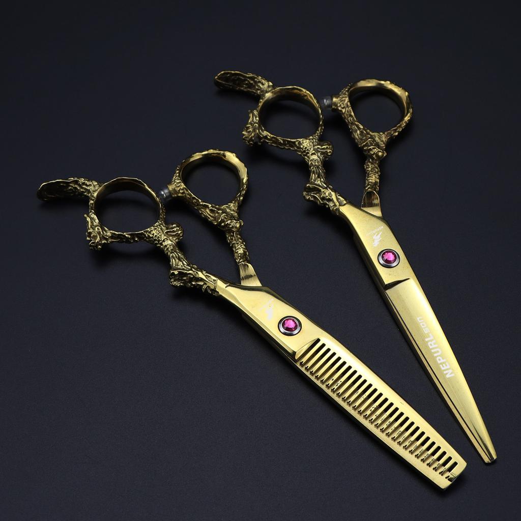 6.0 Inch, Golden Dragon Handle, Hair Scissors, Hair Scissors, Flat Scissors, Bangs Scissors, Tooth Scissors, Thin
