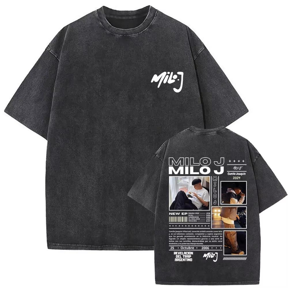 2026 Gewaschenes Vintage Rapper Milo J La Vida Era Mas Corta T-Shirt Hip Hop Mode T-Shirts Herren Damen Lässige Streetwear Top