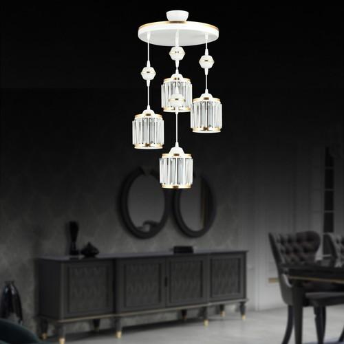 

Люстра Kardelen Lighting Белый подвесной поднос 4 предмета Хрустальный камень Желтый полосатый цилиндр Роскошная люстра, обращенная вниз
