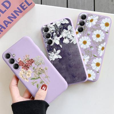 Capa de silicone macia com flores para Xiaomi Redmi Note 13 Pro 13C Poco C65 Samsung A35 A55 M35 Huawei Honor 200 iPhone 15 Capa protetora de câmera à prova de choque